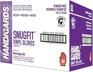 Handgards Glove Vinyl Powder Free Medium 100 ea. (10 Count)