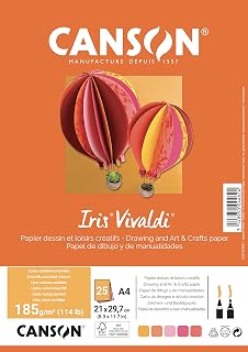 Canson Iris Vivaldi Coloured Paper A4 185gsm Assorted Yellow/Pink/Red (Pack of 25)