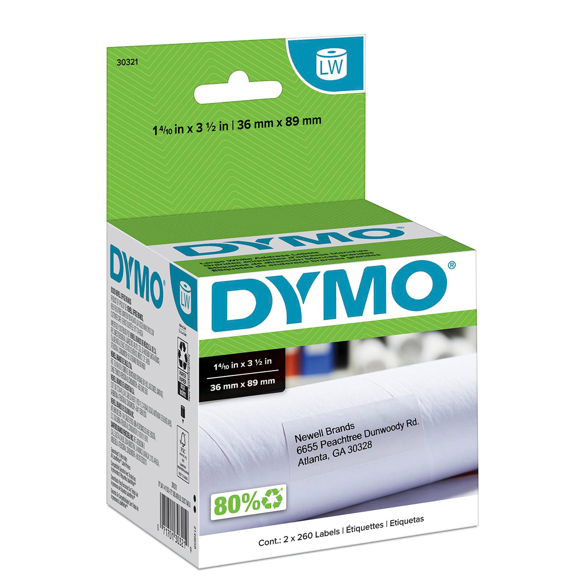 Authentic LW Large Mailing Address Labels by DYMO – 2 Rolls, Paper, White, Model 30321