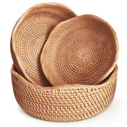 Oavostd Rattan Fruit Basket, Handwoven Wave Set, Natural