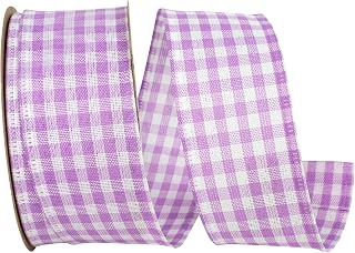 Reliant Ribbon Ribbon - Great Gingham Value Wired Edge, Lavender, 1-1/2 Inch, 10 Yards