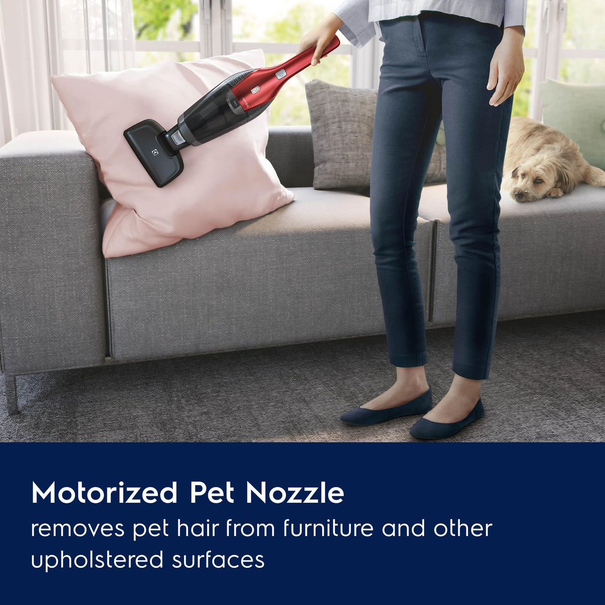 Ergorapido Pet Cordless 2-in-1 Vacuum Cleaner with Motorized Pet Nozzle for Easy Pet Hair Removal by Electrolux – 0.5 liters, Chili Red, Model EHVS3510AR