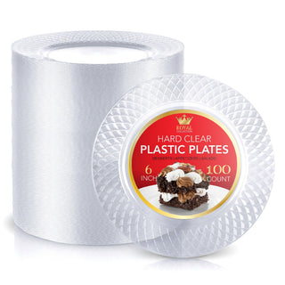 Premium Clear Plastic Dessert Plates by Stock Your Home – 6 Inch, Plastic, Clear, Pack of 100
