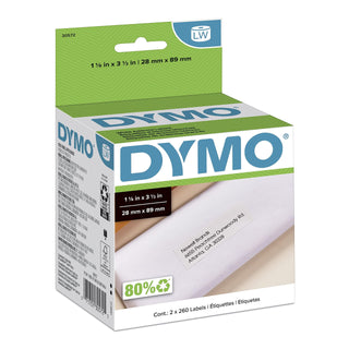 Authentic LW Mailing Address Labels for LabelWriter Label Printers by DYMO – 520 labels, Paper, White, Model 30572