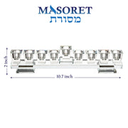 Masoret Glass Menorah, 9 Branch Design, Set 13
