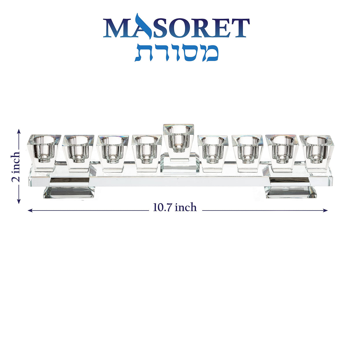 Masoret Glass Menorah, 9 Branch Design, Set 13