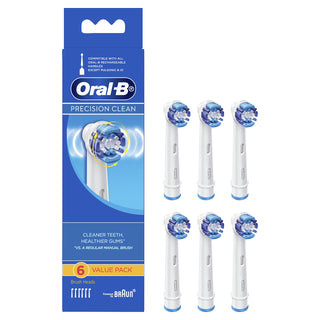 Braun Precision Clean Replacement Toothbrush Heads Pack of by Oral-B – 6 Count (Pack of 1), Plastic, Blue, Pack of 6, Model EB 17-6
