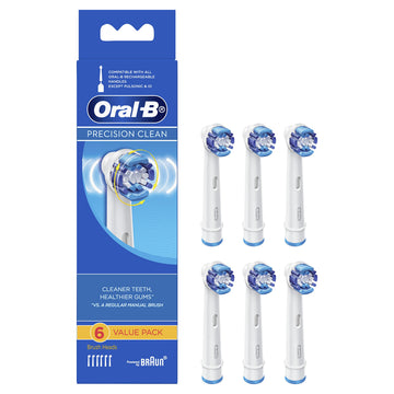 Braun Precision Clean Replacement Toothbrush Heads Pack of by Oral-B – 6 Count (Pack of 1), Plastic, Blue, Pack of 6, Model EB 17-6