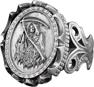 KAMBO Grim Reaper Ring with [insert gemstone name], Handmade 925 Sterling Silver King Ring for Men, Size [insert size]