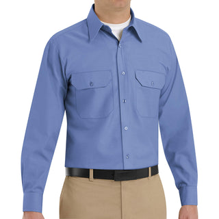 Men's Solid Dress Uniform Shirt by Red Kap – Large, Polyester/35, Petrol Blue, Model SP50MBL323