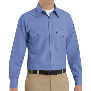 Men's Solid Dress Uniform Shirt by Red Kap – Large, Polyester/35, Petrol Blue, Model SP50MBL323