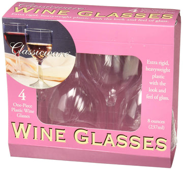Classicware Bulk Buy Disposable Plastic Elegant Wine Glass, 24, Clear