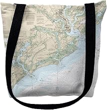 Betsy Drake TY11521M 16 x 16 in. Charleston Harbor & Approaches South Carolina Nautical Map Tote Bag - Medium Black