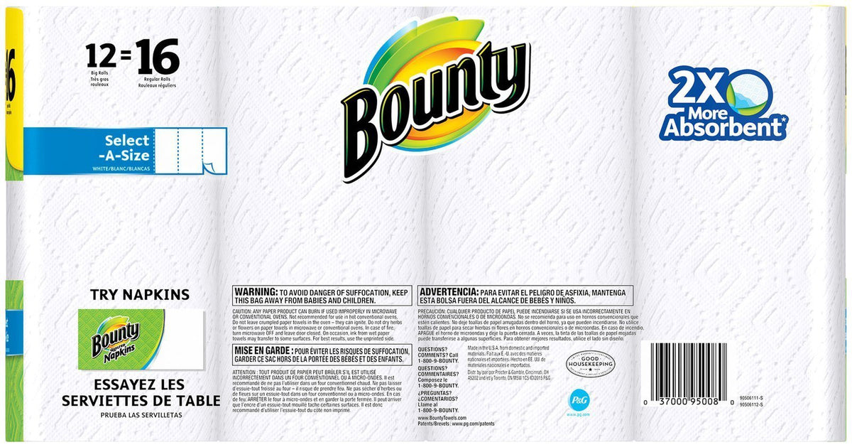 Bounty 1 / 84 Count (Pack of 12) / White Paper Towels