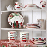 LemonRoad Christmas Dinnerware Set, Ceramic, 18 Piece for 6