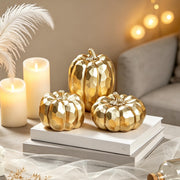Winemana Gold Pumpkin Decor, Resin Set of 3, Assorted Sizes