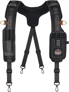 Ergodyne 5566 Padded Tool Belt Suspenders, Secures and Supports Tool Belts, 2 Tool Tethering Attachment Points, Adjustable