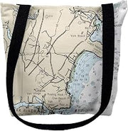 Betsy Drake TY13286CNM 16 x 16 in. Cape Neddick Maine Nautical Map Tote Bag - Medium
