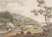 Cows Grazing in a Pastoral Landscape by Søren L. Lange 14 x 11 inches