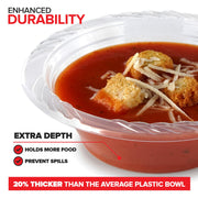 120 Pack 12 oz Elegant Clear Plastic Bowls for Parties Small Disposable Bowl for Fancy Dinner or Cocktail Party by Stock Your Home – 12 oz Bowl, 12.0 ounces, Plastic, Clear