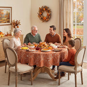 Softalker Faux Linen Round Tablecloth, 70 Inch, Pumpkin and Maple Leaf