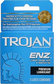 ENZ Lubricated Size 3s Trojan ENZ Lubricated Latex Condoms 3ct