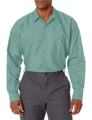 Long Sleeve Industrial Solid Work Shirt Light Green Small - 5 Pack by Red Kap – Light Green, Pack of 5, Model SP14