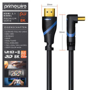 CSL - 8K HDMI Cable Angled 90° - 270° (3.0 m 270° Angled Plug) by CSL-Computer – 3,0m 270° Winkelstecker, Plastic Copper Aluminium Metal PVC, black, Model 648531864