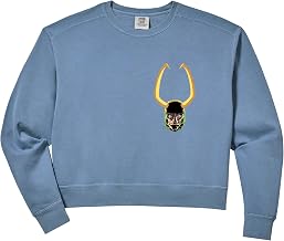 Women's Marvel Comics Loki Horned Mask Left Chest Icon Comfort Colors Crop Sweatshirt
