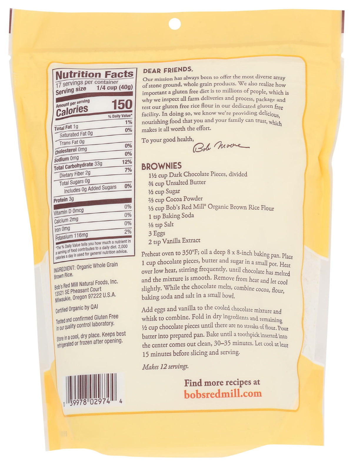 Bob's Red Mill 1.5 Pound (Pack of 1) / Off White Finely Granulated Flour With Brown Specs Throughout. / VO Rice Flour