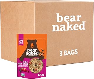 Bear Naked Granola Cereal, Whole Grain Granola, Breakfast Snacks, Mega Pack, Triple Berry Crunch (3 Bags)
