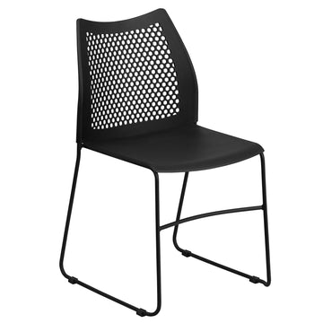 Hercules Series Contoured Lobby Chairs with Air-Vent Honeycomb Backs by Flash Furniture – Set of 5, Plastic Steel, Black, Pack of 5, Model 5-RUT-498A-BLACK-GG