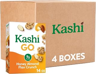 Kashi GO Breakfast Cereal, Family Breakfast, Fiber Cereal, Honey Almond Flax Crunch (4 Boxes)