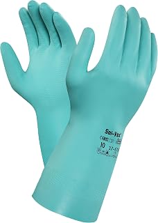 Ansell 37145885 Sol-Vex 11 mil Unlined Nitrile Gloves, 13" Length, 5" Width, 0.21" Height, Size 8, Green (Pack of 12)
