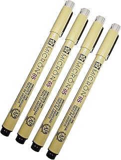 Sakura Pigma Micron 05 Black Pen 0.45mm Line Width Pack of 4 (05)