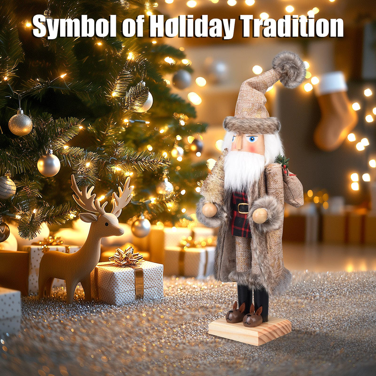 ArlinaL Santa Nutcracker Figure, 15 Inch, Gold
