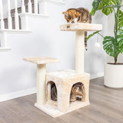 Classic Real Wood Cat Tree by Armarkat – 22"L X 17"W X 32"H, Engineered Wood, Beige, Model A3207