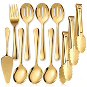 Kzovone Serving Utensils Set, 11 Piece Stainless Steel, Gold