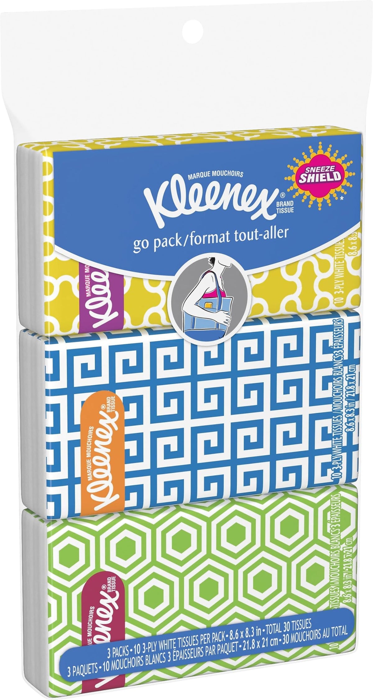Go Pack Facial Tissues by Kleenex – 10 Count (Pack of 3), Paper, White, Pack of 3, Model 11976