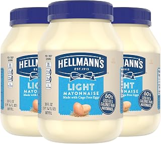 HELLMANN'S Light Mayonnaise 30 oz, Lite Mayo Jar, Sandwich Spread, 3PK