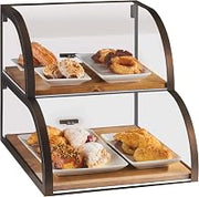 Sierra Collection – 2-Tier Display Case – 19W x 22D x 18.5H – Reclaimed Wood, Bronze-Painted Metal, Acrylic