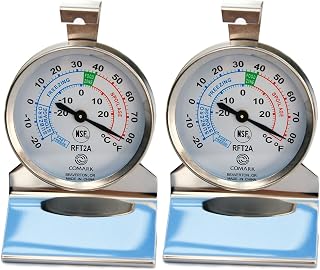 Comark RFT2AK Refrigerator/Freezer Thermometer Stainless Steel Construction, Grey (Pack of 2)