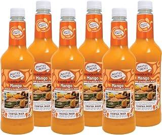 MASTER OF MIXES Mango Daiquiri / Margarita Drink Mix, Ready to Use, 1 Liter Bottle (33.8 Fl Oz), Pack of 6