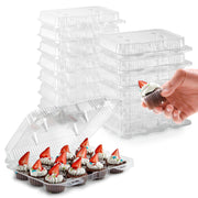 Mini Disposable Plastic Cupcake Containers (20 Pack) 12 - Count Tray Compartment by Stock Your Home – 12 Compartment - 20 Count, 1.0 ounces, OPS Plastic, Clear, Pack of 20