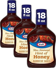 Kraft Hint of Honey Slow-Simmered Barbecue BBQ Sauce, 18 oz Bottle (Pack of 3)