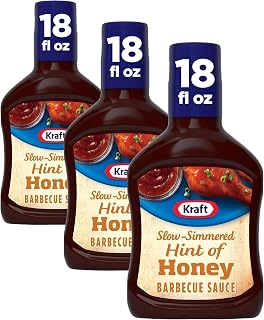 Kraft Hint of Honey Slow-Simmered Barbecue BBQ Sauce, 18 oz Bottle (Pack of 3)