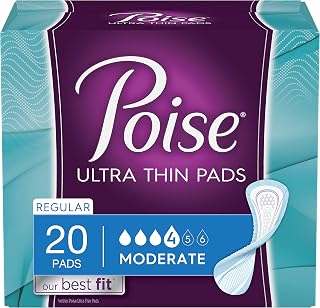 Poise Ultra Thin Incontinence Pads, Moderate Absorbency, Regular, Unscented, 80 Count (4 Packs of 20)