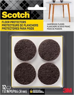 Scotch Felt Pads, Felt Furniture Pads for Protecting Hardwood Floors, Round, Brown, 1.5-in Diameter, 12 Pads