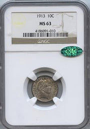 1913 Barber Dime MS63 NGC/CAC 4186091-010