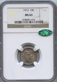 1913 Barber Dime MS63 NGC/CAC 4186091-010